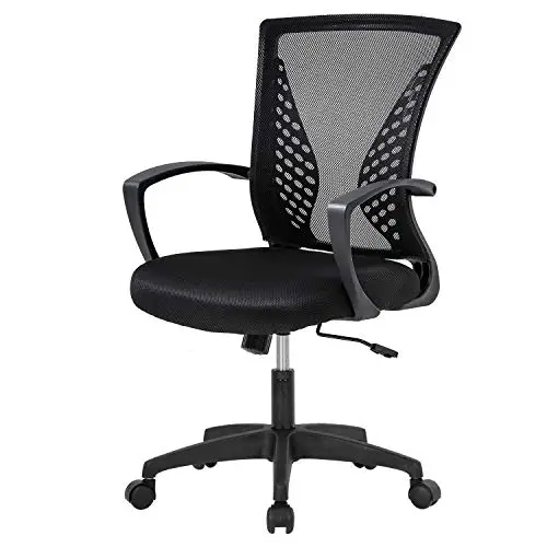 Home Office Chair Mid Back PC Swivel Lumbar Support Adjustable Desk Task Computer Ergonomic Comfortable Mesh Chair with…