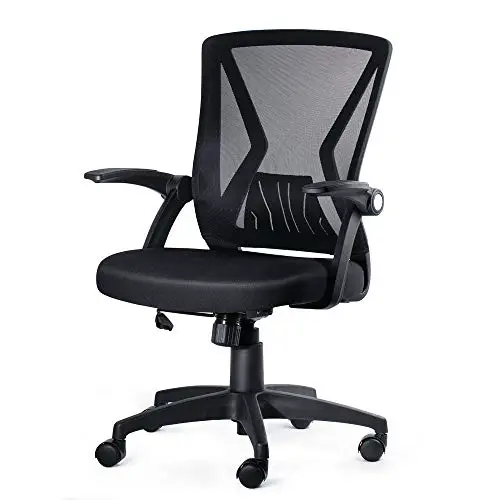 KOLLIEE Mid Back Mesh Office Chair Ergonomic Swivel Black Mesh Computer Chair Flip Up Arms with Lumbar Support…