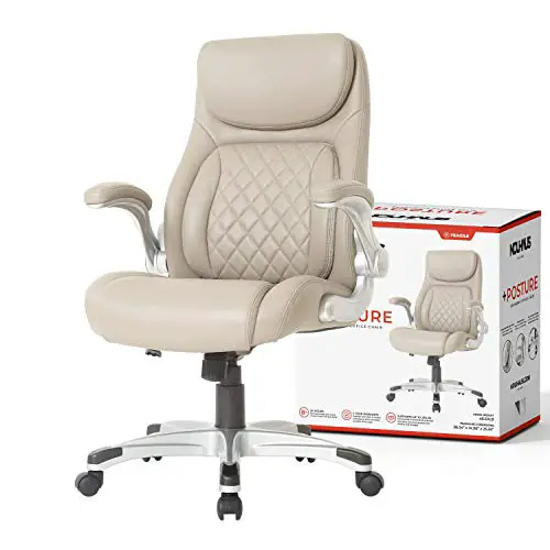 NOUHAUS +Posture Ergonomic PU Leather Office Chair. Click5 Lumbar Support with FlipAdjust Armrests. Modern Executive…
