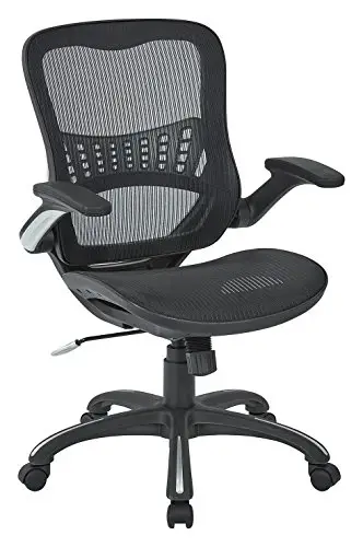 Office Star Mesh Back & Seat, 2-to-1 Synchro & Lumbar Support Managers Chair, Black