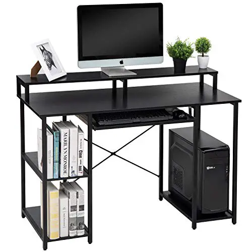 TOPSKY Compact Computer Desk with Storage Shelves/24.5” Keyboard Tray/Monitor Stand Study Table for Home Office (38…