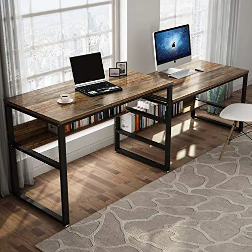 Tribesigns 94.48 Inches Two Person Desk, Double Computer Desk Sit and Standing Desk for Two Person, Simple Writing…