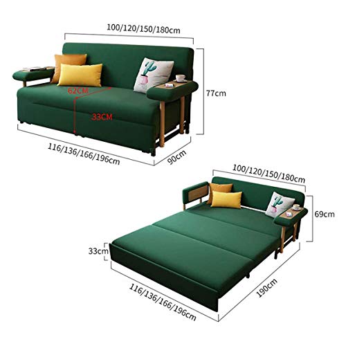 2 In 1 Folding Sofa Couch Bedloveseat Sleeper Sofa Convertible Bedpull Out Futon Couchfabric Padded Sofabed 3 Inclining Positions Sofa Settee With Armrestssofa Furniture Living Roomgreen196M 0 1