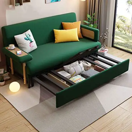 2-in-1-Folding-Sofa-Couch-BedLoveseat-Sleeper-Sofa-Convertible-BedPull-Out-Futon-CouchFabric-Padded-Sofabed-3-Inclining-Positions-Sofa-Settee-with-ArmrestsSofa-Furniture-Living-RoomGreen196M-0-2