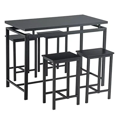 Bayagin Bar Height Table And Chairs Dining Set For 4 Modern Kitchen Pub Table And Chairs Set Of 4 5 Pcs Dining Table Set Counter Height For Breakfast Nookdinette Set For Small Spaces Black 0 0