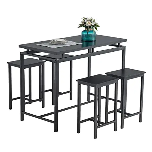 Bayagin Bar Height Table And Chairs Dining Set For 4 Modern Kitchen Pub Table And Chairs Set Of 4 5 Pcs Dining Table Set Counter Height For Breakfast Nookdinette Set For Small Spaces Black 0