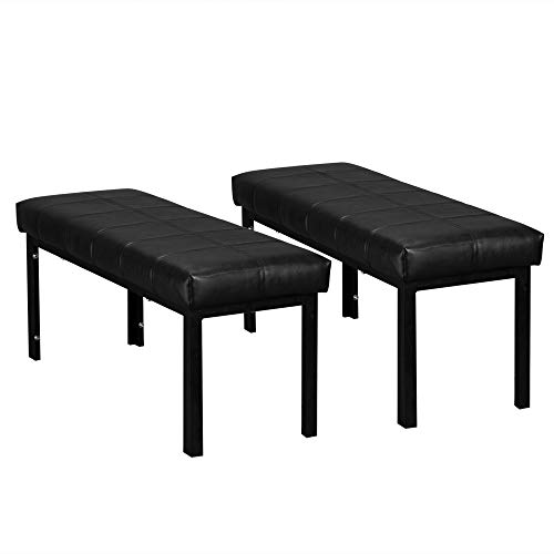 Bysesion Bsgt1 Xj 2Pc 104 X 39 X 46Cm Simple Line Decoration Leather Bench With 4 Seater Dining Table Black 0 0