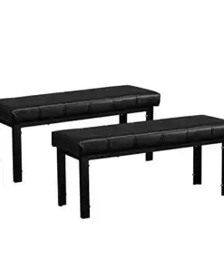 Bysesion Bsgt1 Xj 2Pc 104 X 39 X 46Cm Simple Line Decoration Leather Bench With 4 Seater Dining Table Black 0