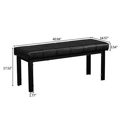 Bysesion Bsgt1 Xj 2Pc 104 X 39 X 46Cm Simple Line Decoration Leather Bench With 4 Seater Dining Table Black 0 3
