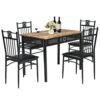 Costway 5 Pieces Dining Table Set Modern Kitchen Table Set For 4 Person 42 Rectangular Table W 4 Upholstered Chairs Bistro Table Set For Home Coffee Shop Restaurant Black 0