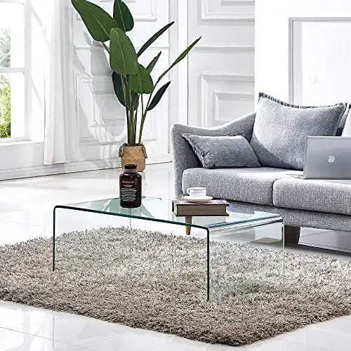 Glass Coffee Table Modern Tempered Clear Coffee Tables Decor For Living Room Easy To Clean And Safe Rounded Edges Medium 393 X 196 X 1378 0 4