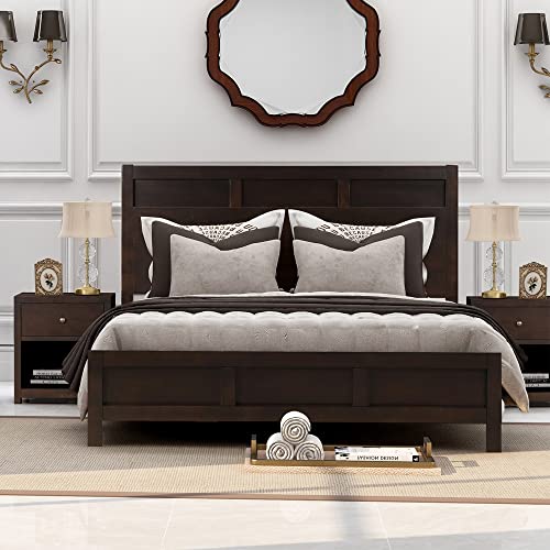 Linchun Classic Rich Brown 3 Pieces King Bedroom Set King Bed Nightstand2 0 0