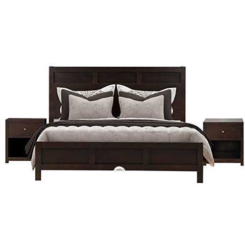 Linchun Classic Rich Brown 3 Pieces King Bedroom Set King Bed Nightstand2 0 5