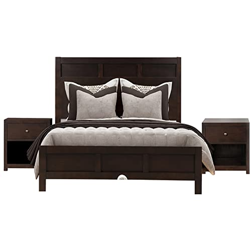 Linchun Classic Rich Brown 3 Pieces King Bedroom Set King Bed Nightstand2 0