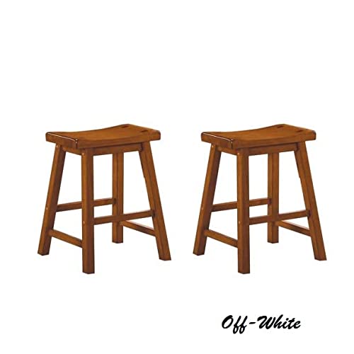 Lin Table Saddleback 18 Height Stool Distressed Cherry Finish Set Of 2 Off White 0 1