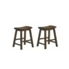 Lin Table Saddleback 18 Height Stool Distressed Cherry Finish Set Of 2 Off White 0