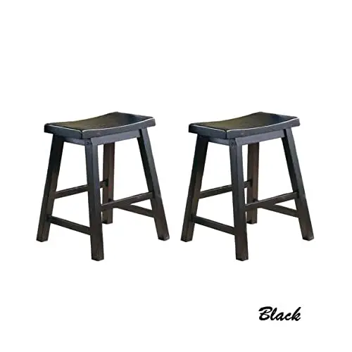 Lin Table Saddleback 18 Height Stool Distressed Cherry Finish Set Of 2 Off White 0 2