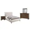 Simple Relax 4 Piece Cal King Size Bedroom Set Beige And Burnished Oak 0