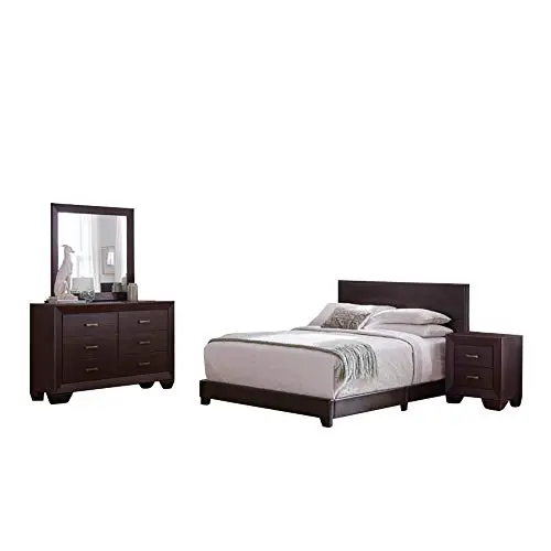 Simple Relax 4 Piece Cal King Size Bedroom Set Brown And Dark Cocoa 0