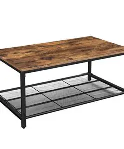 Vasagle Indestic Coffee Table Living Room Table With Dense Mesh Shelf Large Storage Space Cocktail Table Easy Assembly Stable Industrial Design Rustic Brown 0