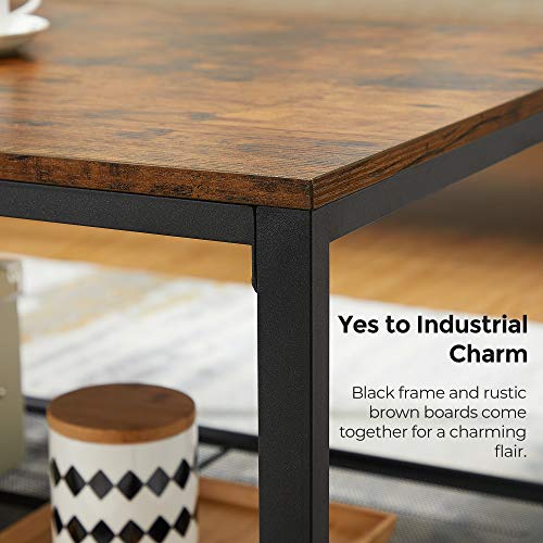 Vasagle Indestic Coffee Table Living Room Table With Dense Mesh Shelf Large Storage Space Cocktail Table Easy Assembly Stable Industrial Design Rustic Brown 0 3