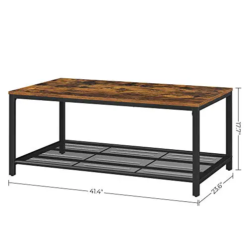 Vasagle Indestic Coffee Table Living Room Table With Dense Mesh Shelf Large Storage Space Cocktail Table Easy Assembly Stable Industrial Design Rustic Brown 0 5