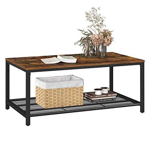 Vasagle Indestic Coffee Table Living Room Table With Dense Mesh Shelf Large Storage Space Cocktail Table Easy Assembly Stable Industrial Design Rustic Brown 0 6