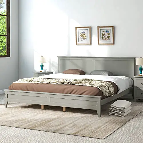 Bedroom Furniture Set Solid Wood 5 Piece Bedroom Set With King Bed Frame 2 End Tables 5 Drawer Chest And 7 Drawer Dresser 0 1