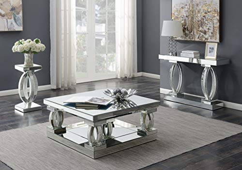 Coaster Home Furnishings Avonlea Square Lower Shelf Clear Mirror Coffee Table Silver 0 2