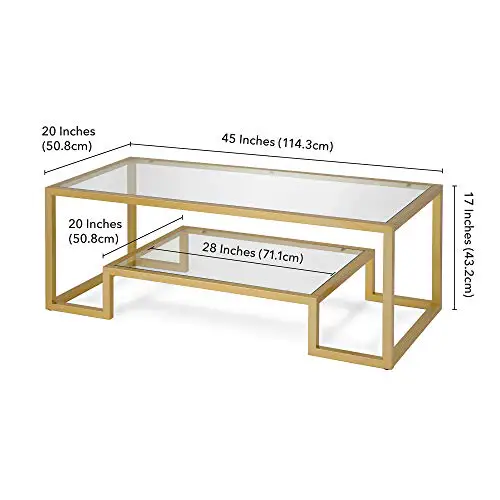 Hennhart Modern Geometric Inspired Glass Coffee Table One Size Gold 0 11