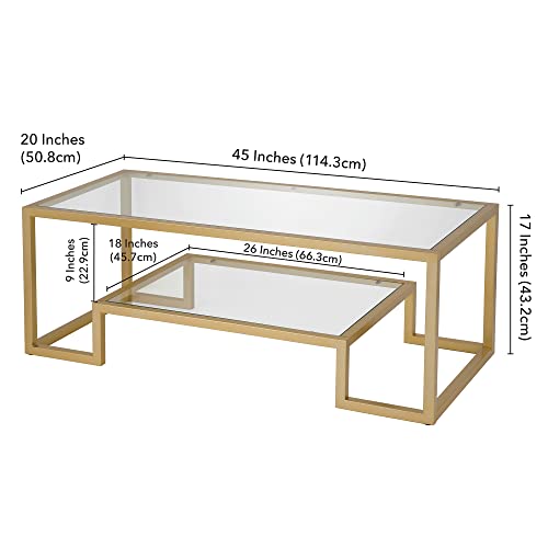 Hennhart Modern Geometric Inspired Glass Coffee Table One Size Gold 0 5