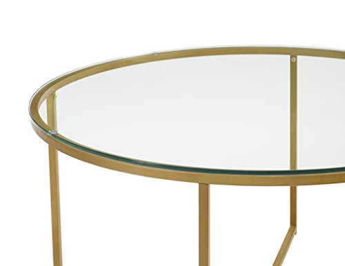 Millie 36 Inch Round Coffee Table With X Base In Gold 0 0