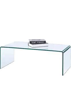 Smartyk Smartik 12 Inch Thicken Tempered Glass Coffee Tables Modern Decor Vintage Coffee Table For Living Room Easy To Clean And Safe Rounded Edges Clear 393 X 196 X 1378 0