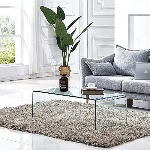 Smartyk Smartik 12 Inch Thicken Tempered Glass Coffee Tables Modern Decor Vintage Coffee Table For Living Room Easy To Clean And Safe Rounded Edges Clear 393 X 196 X 1378 0 3