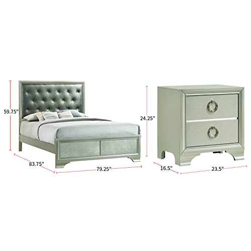 Simple Relax 4 Piece Eastern King Size Bedroom Set Metallic Sterling And Charcoal Grey 0 1