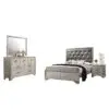 Simple Relax 4 Piece Eastern King Size Bedroom Set Metallic Sterling And Charcoal Grey 0