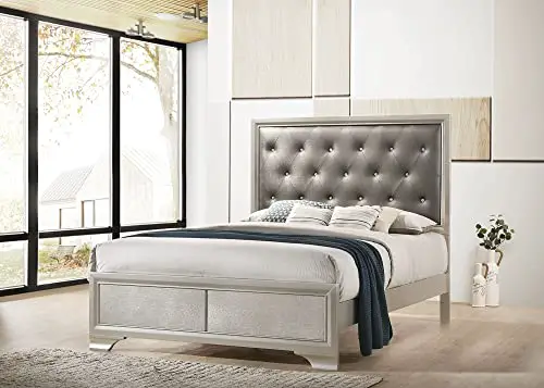 Simple Relax 4 Piece Eastern King Size Bedroom Set Metallic Sterling And Charcoal Grey 0 3