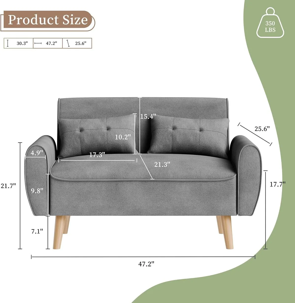 Small Modern Loveseat Sofa